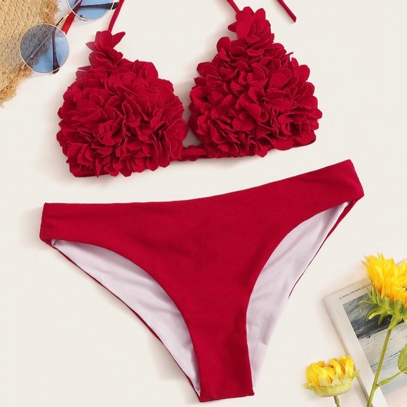 red bathing suit top